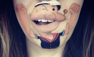 Illustration for article titled Girl transforms her mouth into cute famous characters with just makeup
